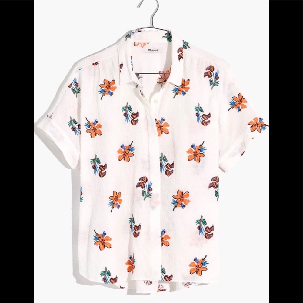 Madewell White Floral Blouse